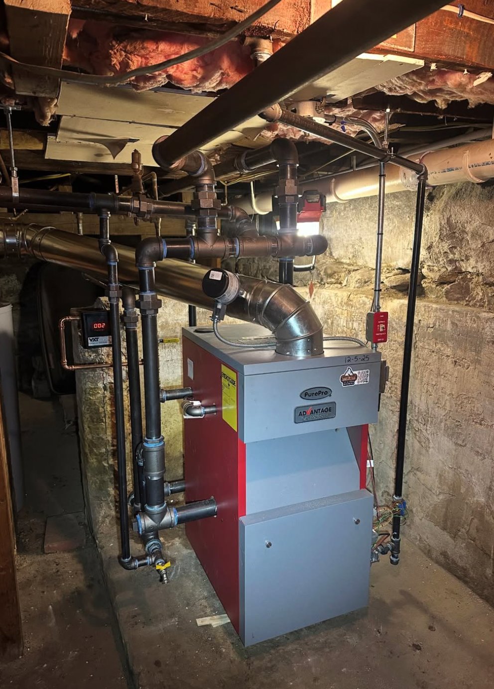 PurePro Advantage oil furnace installation in basement